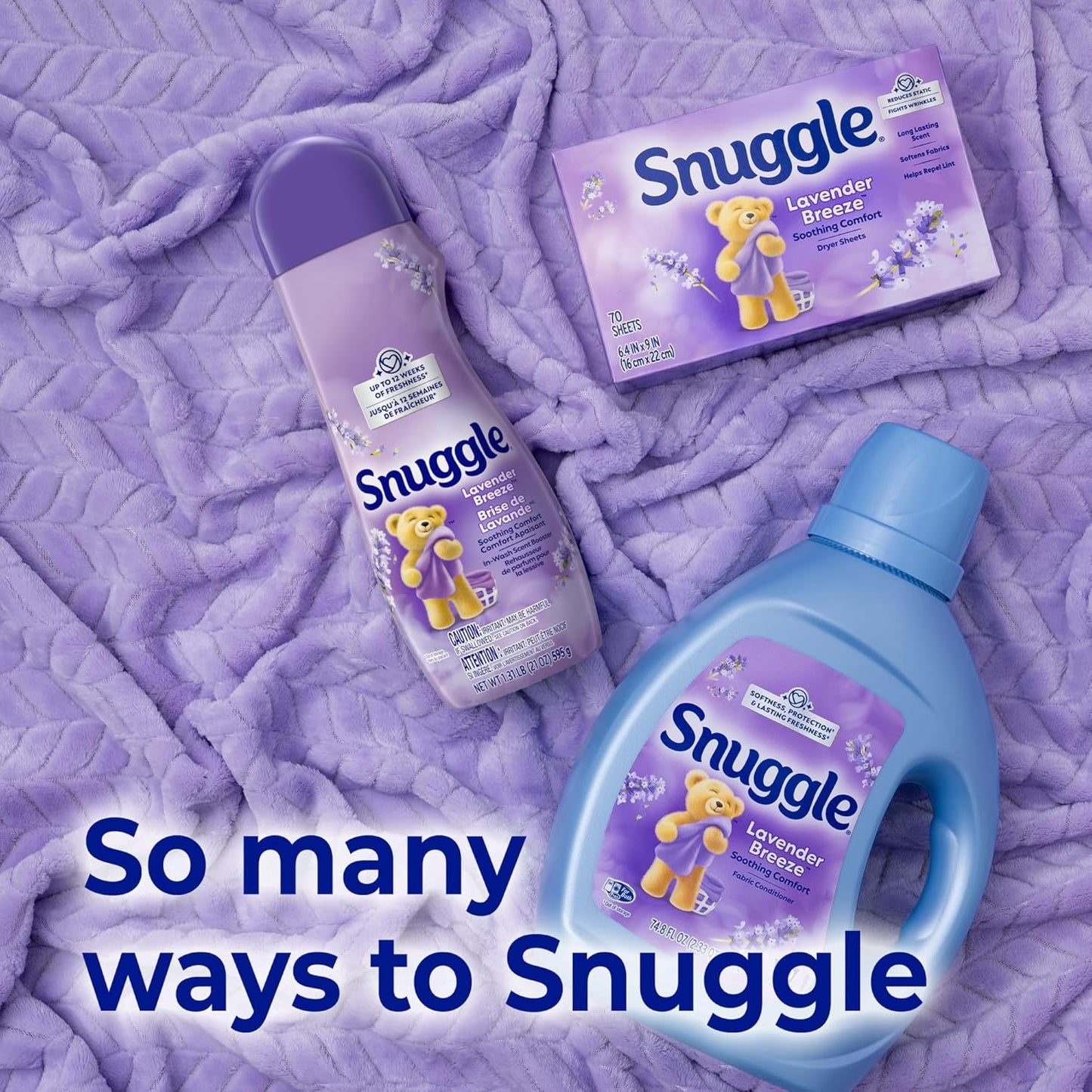 Snuggle Dryer Sheets, Lavender Breeze Scent for Bath Time Wind-Down, Softens Towels and Sleepwear for Nightly Ritual