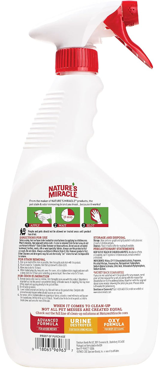 spray applicator with 10-minute dwell time, then blot with white cloth