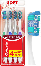 Colgate 360 Optic White Whitening Toothbrush, Adult Soft Manual Brush with Stain-Lifting Polishing Cups, 4-Pack for a Mindful At-Home Oral Care Ritual