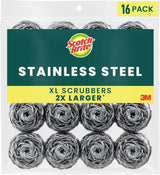 Scotch-Brite Stainless Steel Scrubbers for Backyard Grills and Patio Cookouts, Heavy-Duty Grill Scrubber Pads 16 Pack