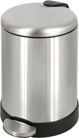 Glad Small Trash Can 1.2 Gallon – Stainless Steel Step Bin for Clutter-Free Bathrooms and Studio Apartments