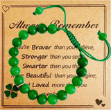 Bovemee Green Nature Stone Bracelet – Lucky Charm Birthday Gift for Women, Clover and Peacock Beaded Set