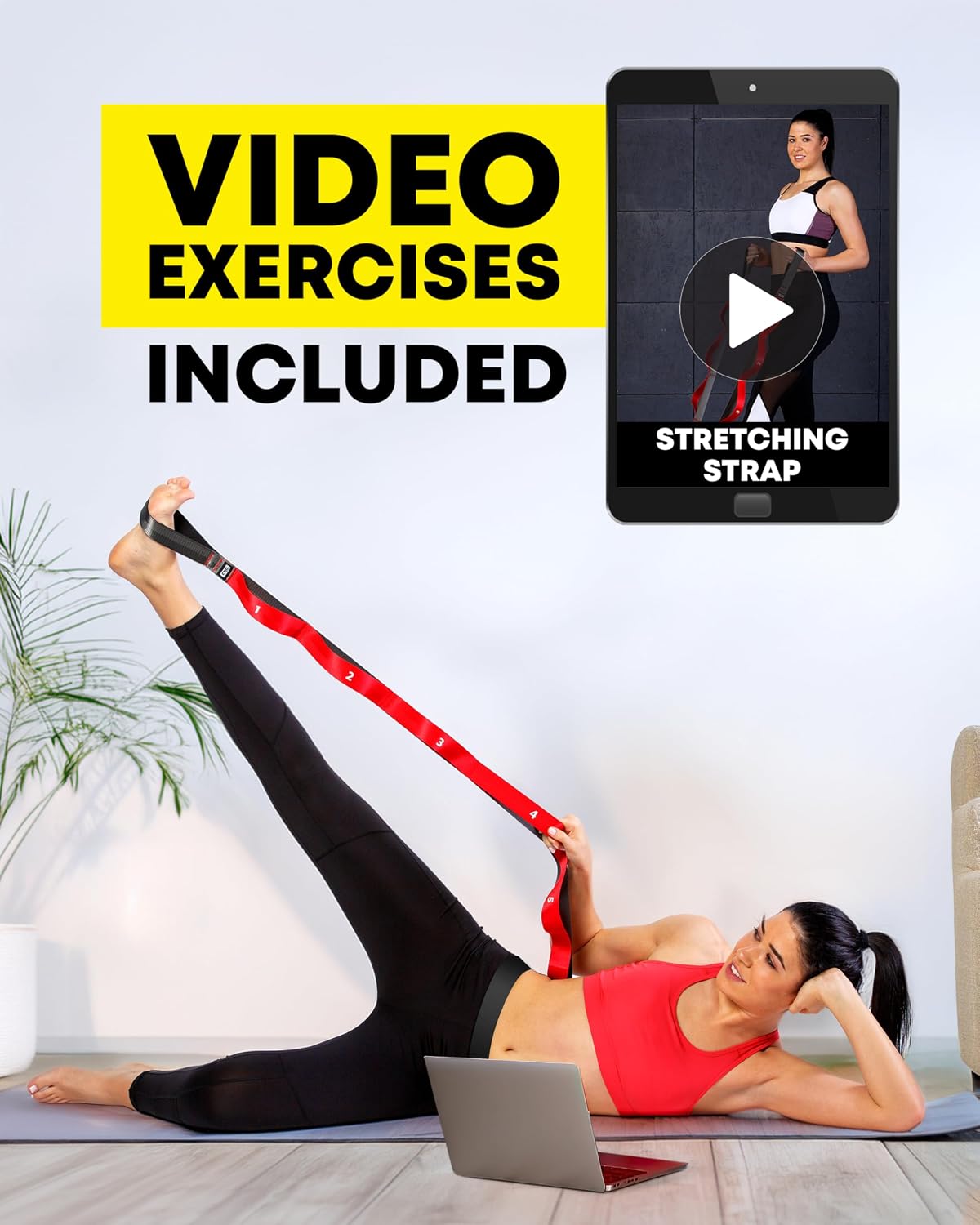 Stretching Strap with Loops – Safe Post-Surgery Stretching Tool, No Snap-Back Nylon for Controlled Therapy