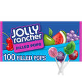 JOLLY RANCHER Filled Pops Assorted Fruit Lollipops, Bulk 100-Count Office Break Room Candy Dish and Reception Desk Treat