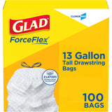 Glad 13 Gal Drawstring Kitchen Garbage Bags, Neutral Lined Bags That Disappear Inside the Can