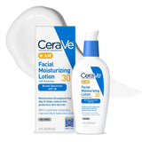 CeraVe AM Oil-Free Face Lotion with SPF 30 – Non-Comedogenic Sun Protection for Sensitive, Acne-Prone Skin
