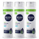 NIVEA MEN Sensitive Shave Gel – Streamlined Shave Routine for Sensitive Skin, No-Frills VitaminPro Formula, 7 Oz, Pack of 3