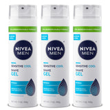 NIVEA MEN Sensitive Cool Shave Gel for Sensitive Skin, Alcohol Free Shaving Gel with Chamomile Extract, 7 Oz Can, Pack of 3 – Streamlined Three-Pack Supply for an Uncluttered Vanity