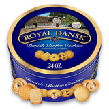 Royal Dansk Danish Butter Cookies Tin – Elegant Christmas and Easter Gift for Grandma, Reusable Blue and Gold Cookie Tin for Family
