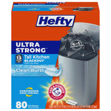 Hefty 13 Gallon Blackout Trash Bags – Heavy-Duty Drawstring and Puncture Resistance for Yard Debris and Outdoor Work, 80 Bags
