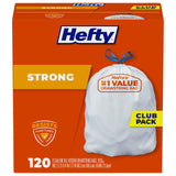Hefty Strong 13 Gallon Drawstring Bags – Heavy Duty Waste Bags for Camping and Picnic Cleanup, 120 Ct