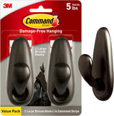 Command Oil Rubbed Bronze Hooks, Thoughtful Housewarming Gift for New Homeowners