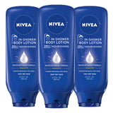 NIVEA Nourishing In Shower Lotion for Busy Morning Routines, 3-in-1 Body Wash and Moisturizer Time-Saver, Pack of 3