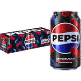 Pepsi Zero Sugar Wild Cherry Soda 12 fl oz 12 Pack – Zero Calorie Cola for Mindful Snacking at the Work Desk