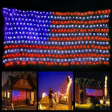 HYH LED US Flag Lights – IP45 Waterproof Outdoor Patriotic Net Light for Front Yard, Patio, and Garden Holiday Display