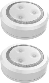 Brilliant Evolution Wireless Touch Puck Lights – Low-Profile Battery Lamps for Minimalist Kitchens and Hallways, Pack of 2