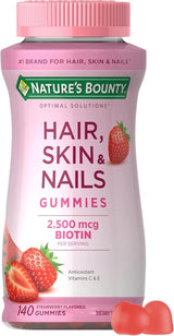Nature's Bounty Optimal Solutions Hair Skin & Nails Gummies – Mother's Day Self-Care Gift Basket Addition, Biotin 2500 mcg, 140 Count