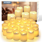 SHYMERY 200+ Hour Battery LED Votive Candles Set of 24 for Wedding Aisle and Ceremony Decor Warm White Flicker