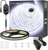 Onforu Dimmable LED Tape 16.4ft Daylight White – Aesthetic Accent Lighting Behind Vanity Mirror and Bookshelf