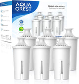 AQUA CREST Replacement for Brita Filter – 6-Pack Yearly Supply for Family Kitchen and Dining Area