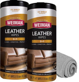 Weiman Leather Care Wipes - Travel-Friendly 3-in-1 Cleaner, Conditioner, and UV Protector for Truck Interiors, Camping Chairs, and Patio Cushions