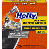 Hefty Load & Carry 42 Gallon Contractor Bags – Tear-Resistant Bags That Cut Down on Bag Changes