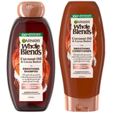 Garnier Whole Blends Smoothing Shampoo and Conditioner Set – Mindful Washday Routine for Stress-Relief and Frizz Control