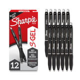 Sharpie S-Gel Gel Pens, Black Barrel, Medium Point (0.7mm), Black Gel Ink Pens, 12 Count - Home Office Daily Driver for Meeting Notes and Reports