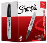 Sharpie Permanent Markers Chisel Tip Black 36 Count - Practical Gift Set for Teachers, Organizers, and DIY Hobbyists