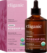 Cliganic Organic Rosehip Seed Oil for Face, Clean Beauty Capsule & Neutral Vanity Essential