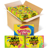 SOUR PATCH KIDS Original & SWEDISH FISH Candy Variety Pack – School Lunchbox Snacks for Kids' Lunch Bags, 15 Individually Wrapped Movie Theater Boxes