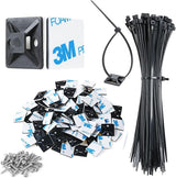XHF Discreet Black Cable Tie Mounts – Living Room and Media Console Cord Hiding for a Clean Home Aesthetic