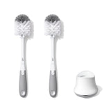 OXO Tot Bottle Brush with Nipple Cleaner and Stand – Streamlined Gray Bottle Cleaner for Clutter-Free Counter, 2-Pack