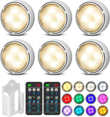 LuminAura LED Puck Lights with Remote – Color Changing Night Light for Kids Bedroom and Nursery, 2 Pack