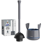 MR.SIGA Toilet Plunger with Holder, Heavy Duty Plunger Combo for Property Managers and Cleaning Crews, Gray