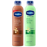 Vaseline Cocoa Radiant + Aloe Soothe Spray 2-Pack – Clutter-Free Vanity Moisturizer, 6.5 Oz Ea