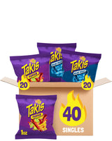 Takis Blue Heat 40 pc Variety Pack - Choking-Sized Portion Controlled Spicy Chips for Classroom Rewards and Birthday Parties, 1 oz Bags