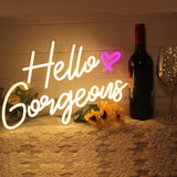 Hello Gorgeous Neon Sign – Child-Safe Pink LED Light for Tween Bedroom, Cool-Run USB 5V with No Heat Risk