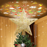 PliMook 3D Rotating Christmas Tree Topper Light with 6 Pattern Slides, Thoughtful Seasonal Gift for Mom, Dad, and Coworkers, Silver