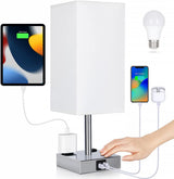 Soilsiu Small Modern Table Lamp with Touch Dimmer and USB-A Port, Simple Charging Lamp for Studio Apartments