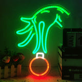BrandName Green Neon Christmas Sign – Unique Housewarming and Valentine's Day Present for Her, Dimmable LED Wall Decor with USB Power