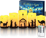 Homemory Weather-Resistant Nativity LED Candles - Patio and Porch Christmas Display, Battery Operated Flameless Set of 5