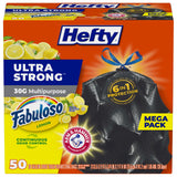 Hefty Ultra Strong 30 Gallon Trash Bags – Time-Saving Garbage Bags for Fast Weekly Cleanups, Drawstring Closure, 50 Bags