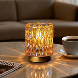 AuroraGlow Cone Crystal Lamp – Clean Modern Nightstand Light with Matte Gold Base, Warm 2700K LED