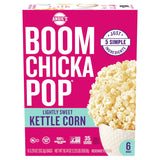 Angie's BOOMCHICKAPOP Lightly Sweet Kettle Corn Microwave Popcorn, 6-Count 3.29 oz Bags – Low-Calorie Whole-Grain Snack for Mindful Home Snacking
