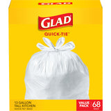 Glad Tall Kitchen Garbage Bags 13 Gal – Kid-Friendly Quick-Tie Closure for Nursery-Adjacent Cleanup