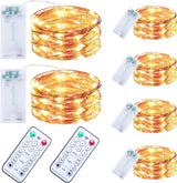 innolife Copper Wire Fairy Lights 6 Pack – Aesthetic Living Room String Lights with Dimmable Remote and Auto Shut-Off
