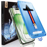 MAGIC JOHN 2 Pack iPhone 15 Plus Screen Protector with Auto Dust-Elimination Tray, Bubble Free Tempered Glass for Home and Office