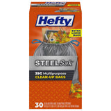 Hefty Steelsak Heavy Duty Garbage Bags – Time Saving Cleanup for Renovation Crews, 39 Gallon Pack of 4