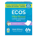 ECOS Plant-Powered Laundry Sheets – Hypoallergenic Wash for Mindful Evenings and Restful Sleep Routines, 64 Count